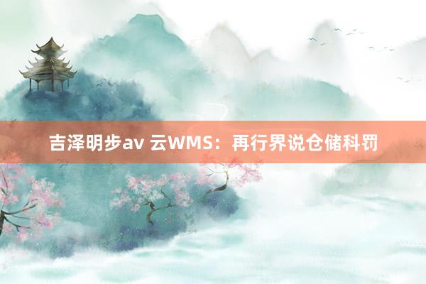 吉泽明步av 云WMS：再行界说仓储科罚