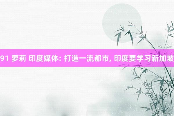 91 萝莉 印度媒体: 打造一流都市, 印度要学习新加坡
