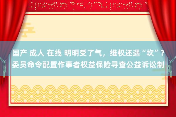国产 成人 在线 明明受了气，维权还遇“坎”？委员命令配置作事者权益保险寻查公益诉讼制