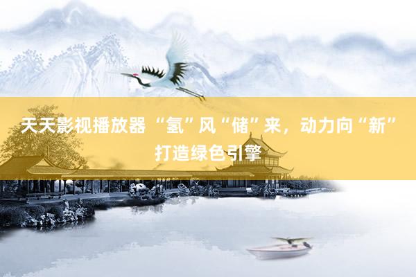 天天影视播放器 “氢”风“储”来，动力向“新”打造绿色引擎